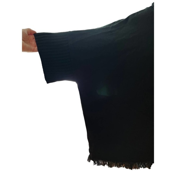 3/$27 Sonoma Short Sleeve Poncho with Fringe in Black, One Size Fits All - Picture 3 of 9